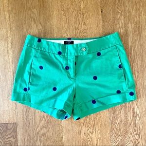 J Crew Green Polka Dot Shorts